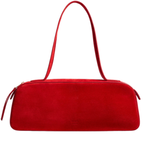 Khaite Simona Red Suede Shoulder Bag