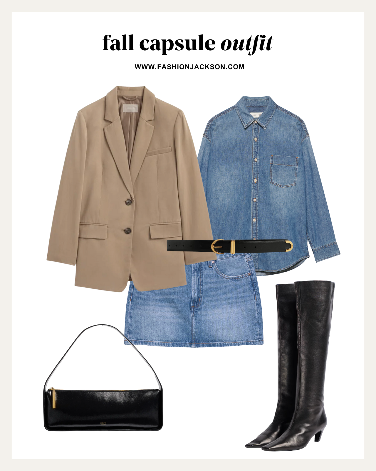 fall capsule wardrobe camel boyfriend blazer outfit
