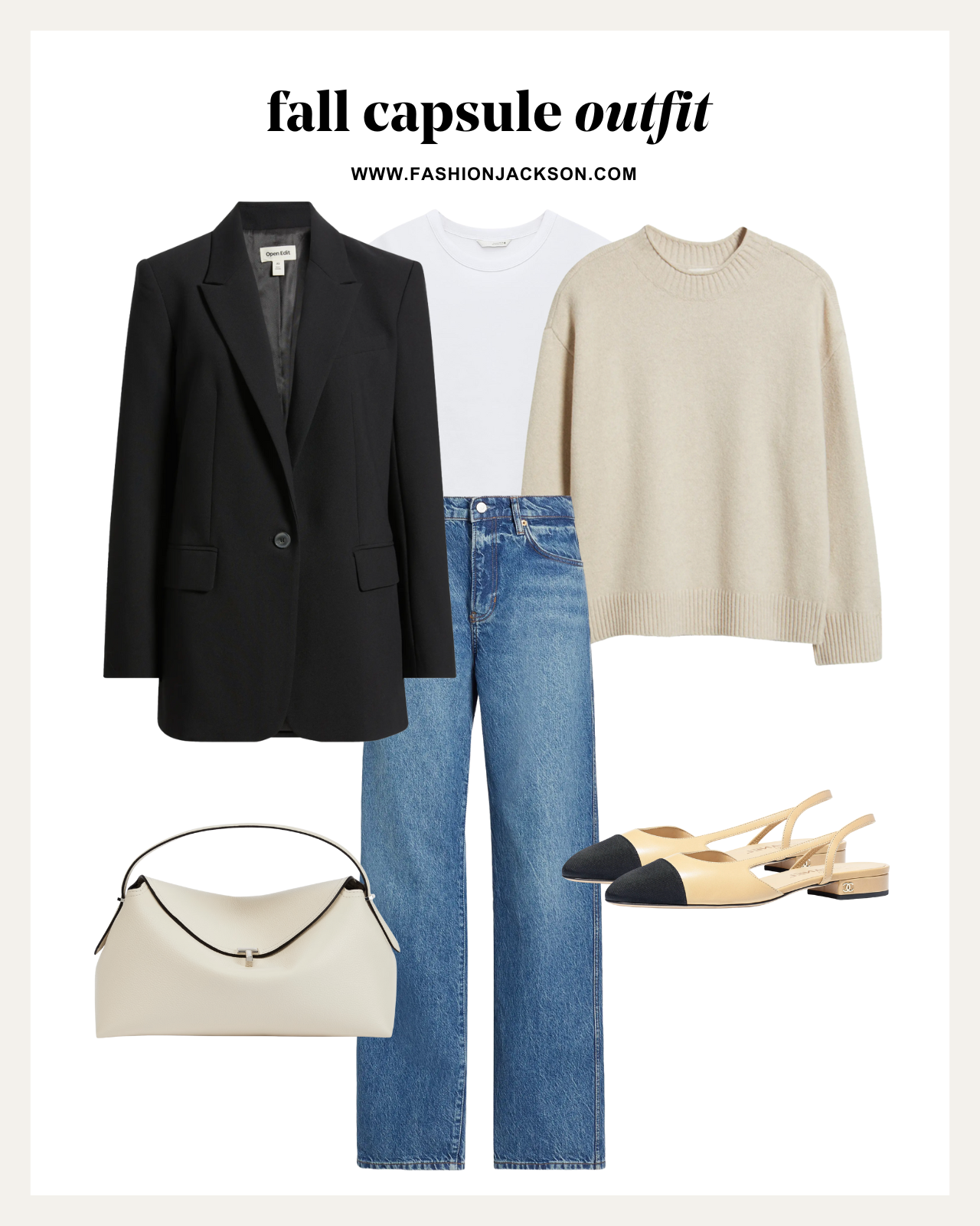 fall capsule wardrobe black boyfriend blazer outfit