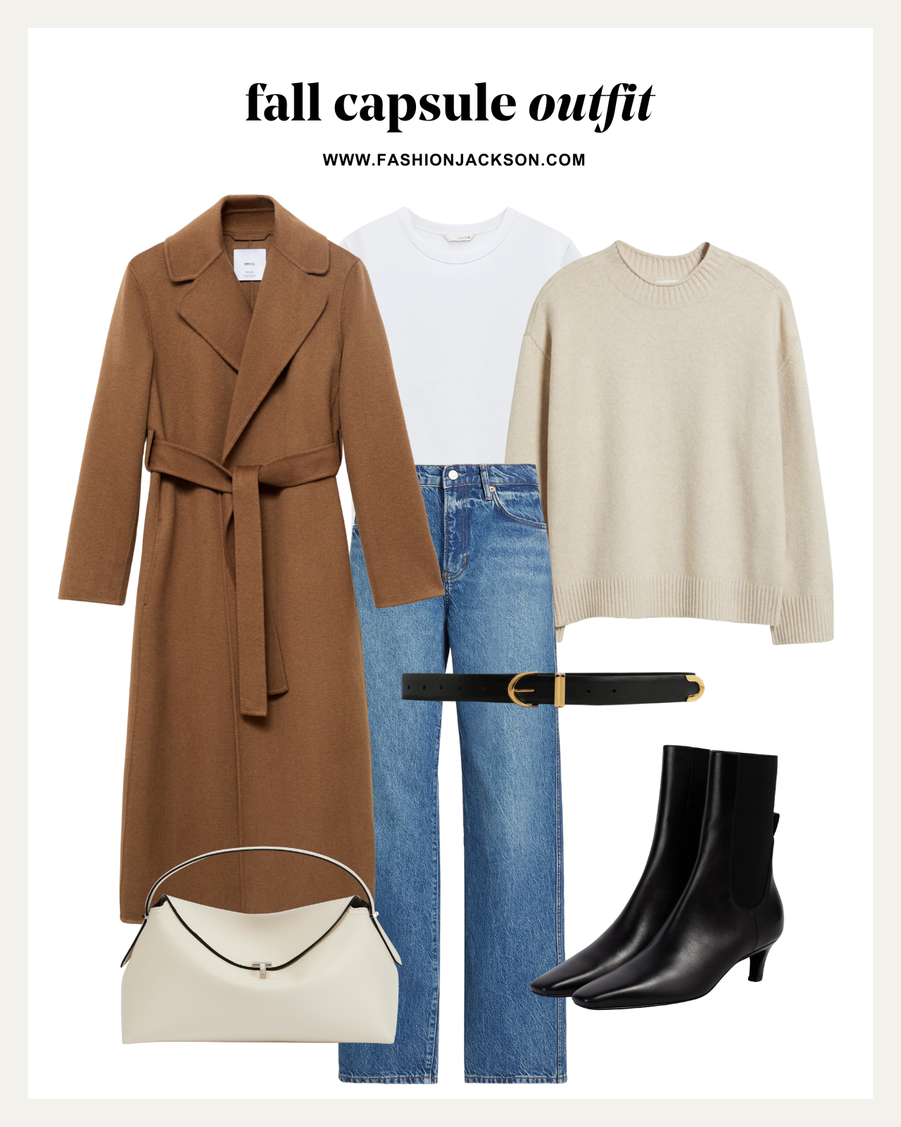 fall capsule wardrobe brown wrap coat outfit
