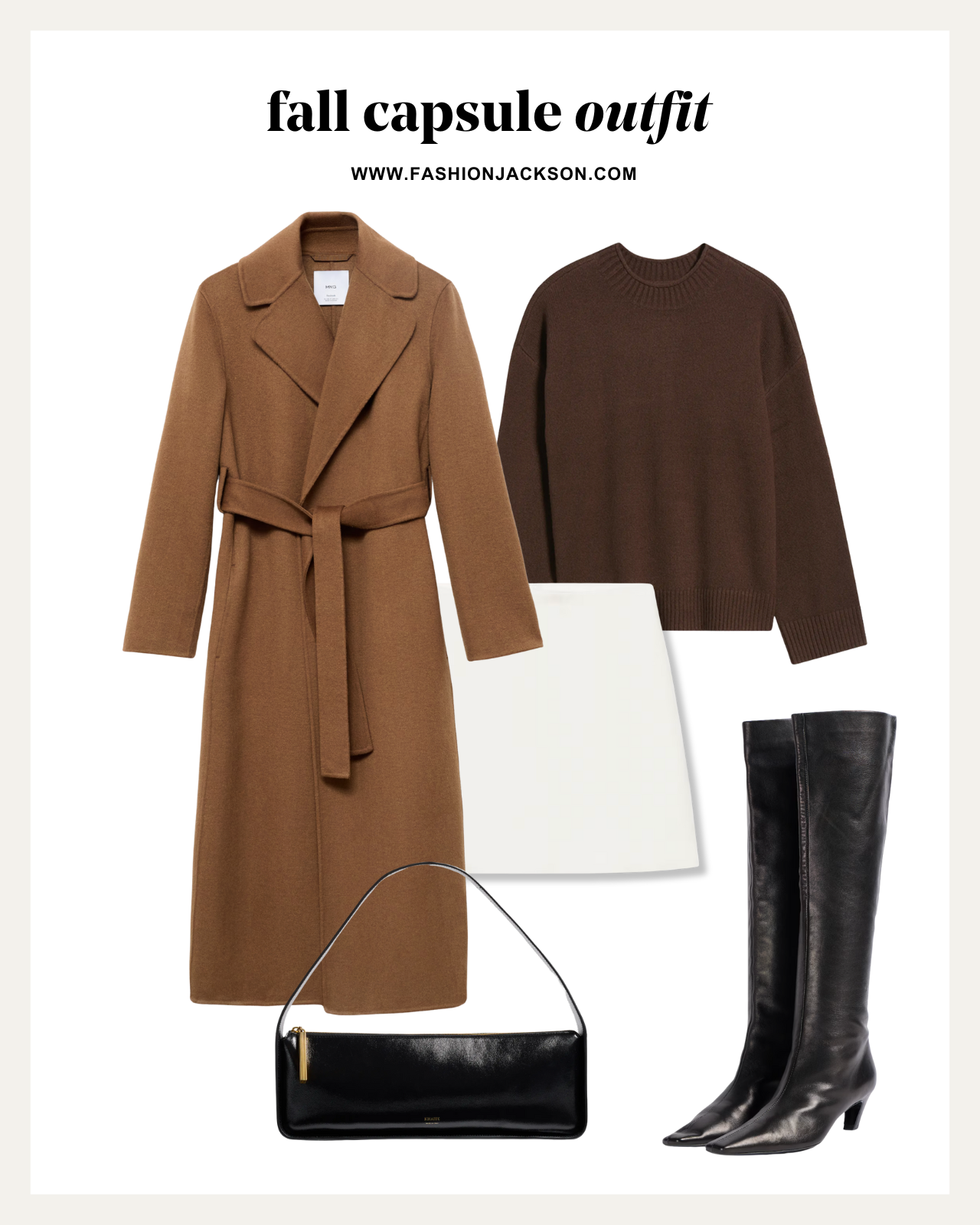 fall capsule wardrobe brown wrap coat outfit