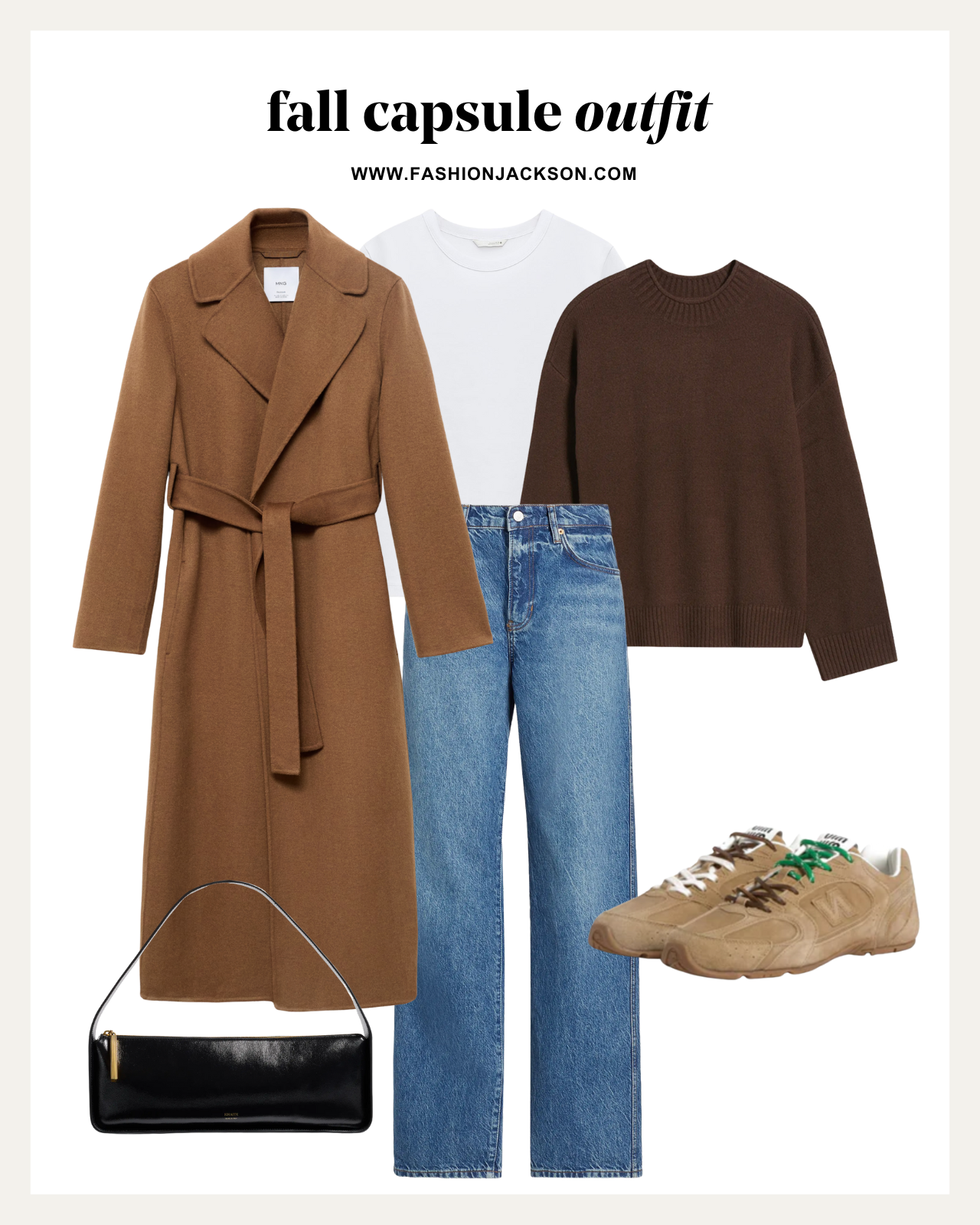 fall capsule wardrobe brown wrap coat outfit