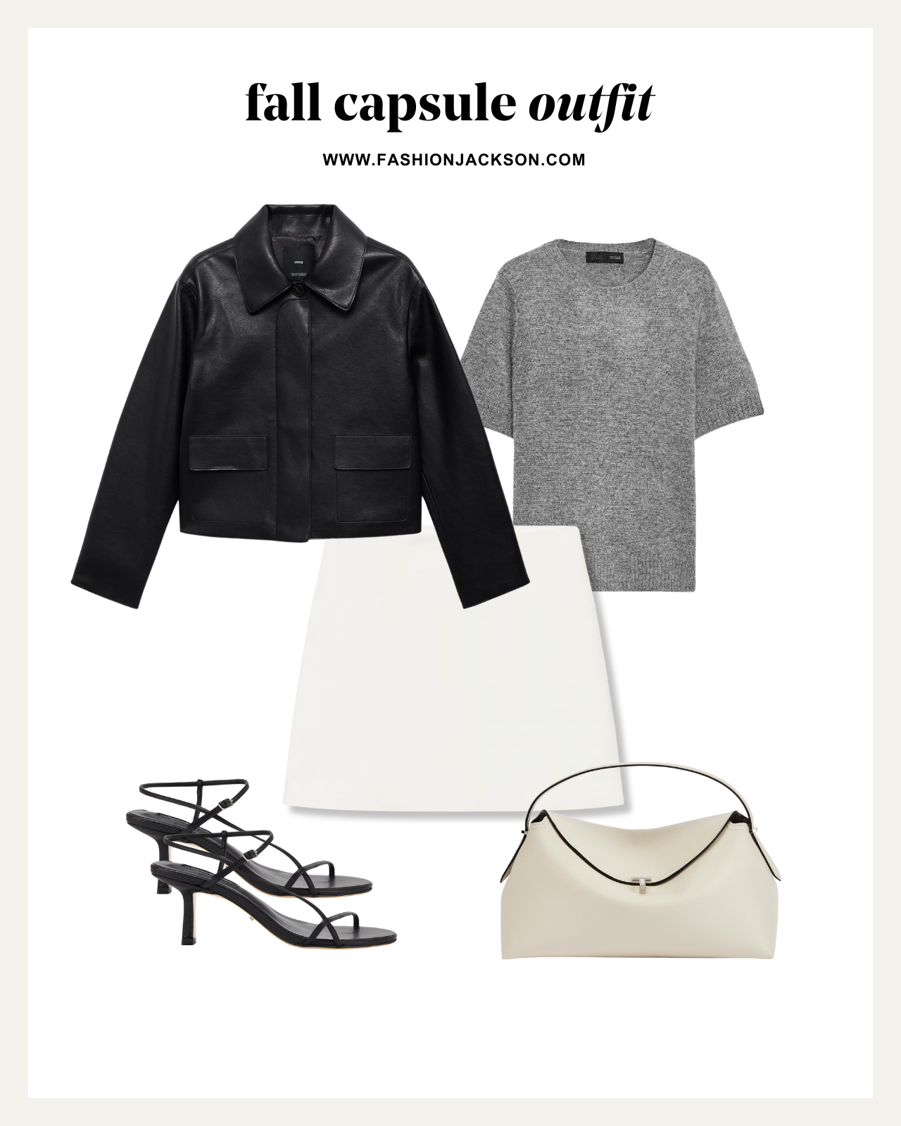 fall capsule wardrobe black leather jacket outfit