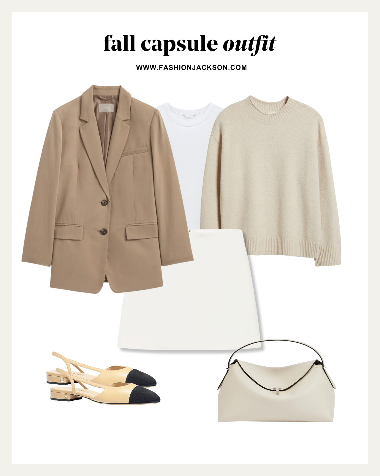 fall capsule wardrobe camel boyfriend blazer outfit