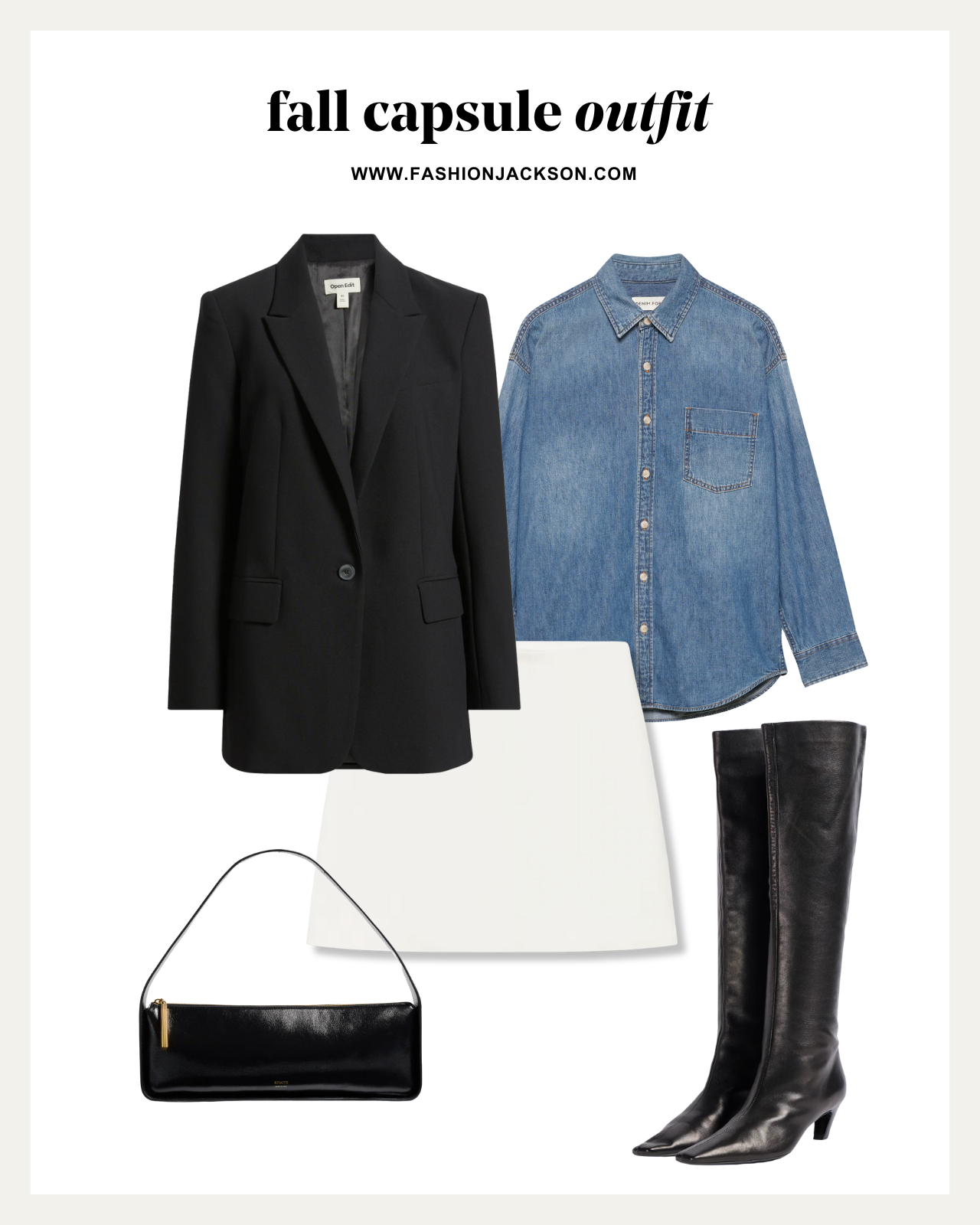 fall capsule wardrobe black boyfriend blazer outfit
